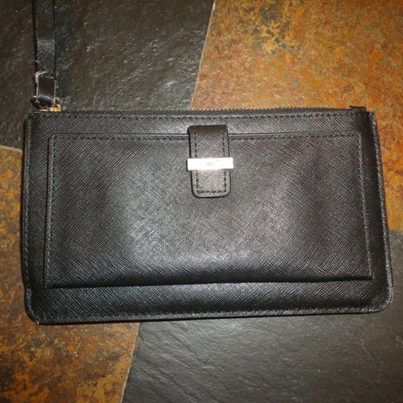 KATE SPADE "Karolina" Black Leather Wristlet Bifold Wallet - Picture 2 of 8